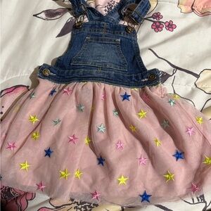 Wonder Nation Denim and Pink Tulle Dress with Star Accents